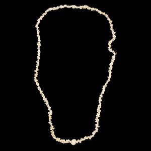 VTG 60s Sea Snail Shell Lei Necklace 35" Brown Freckling Beachy Coastal Boho